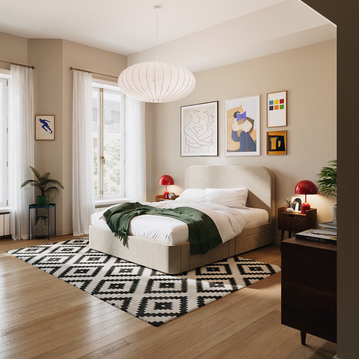 Lit 4 tiroirs NOVA beige, SLOME