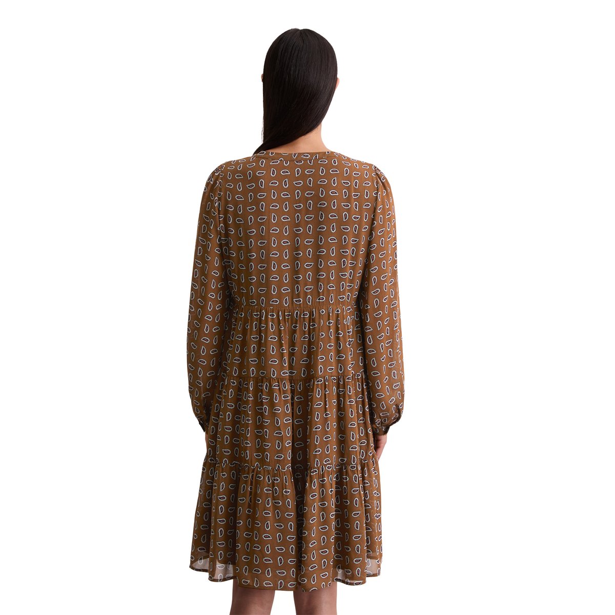 Robe courte à étages regular en crêpe de viscose hellbraun, MARC O'POLO