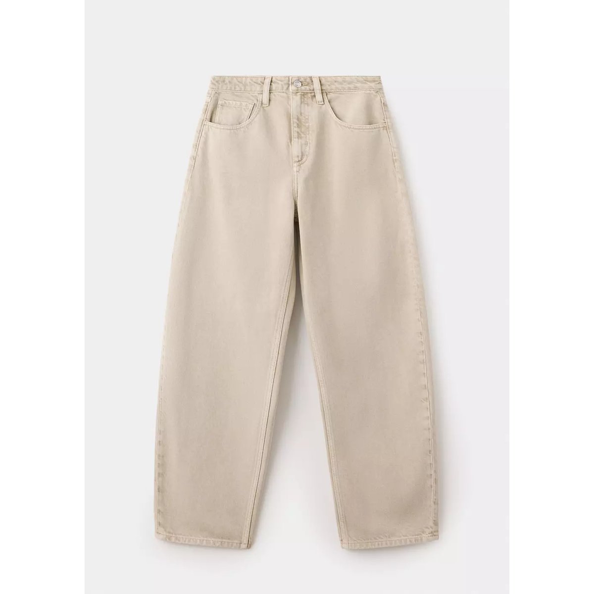 Jean balloon taille haute sable, MANGO