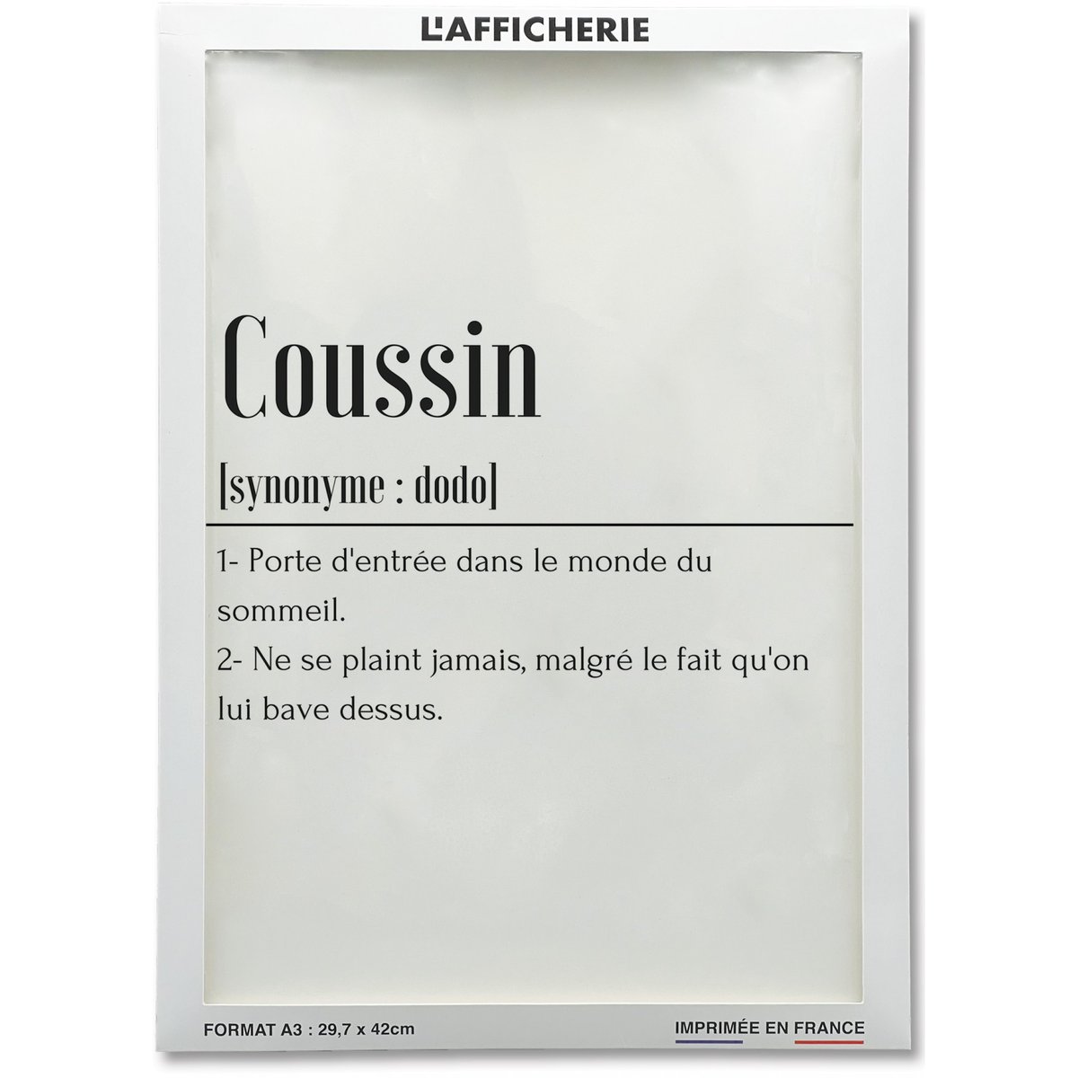 Affiche Définition Coussin blanc, L'AFFICHERIE