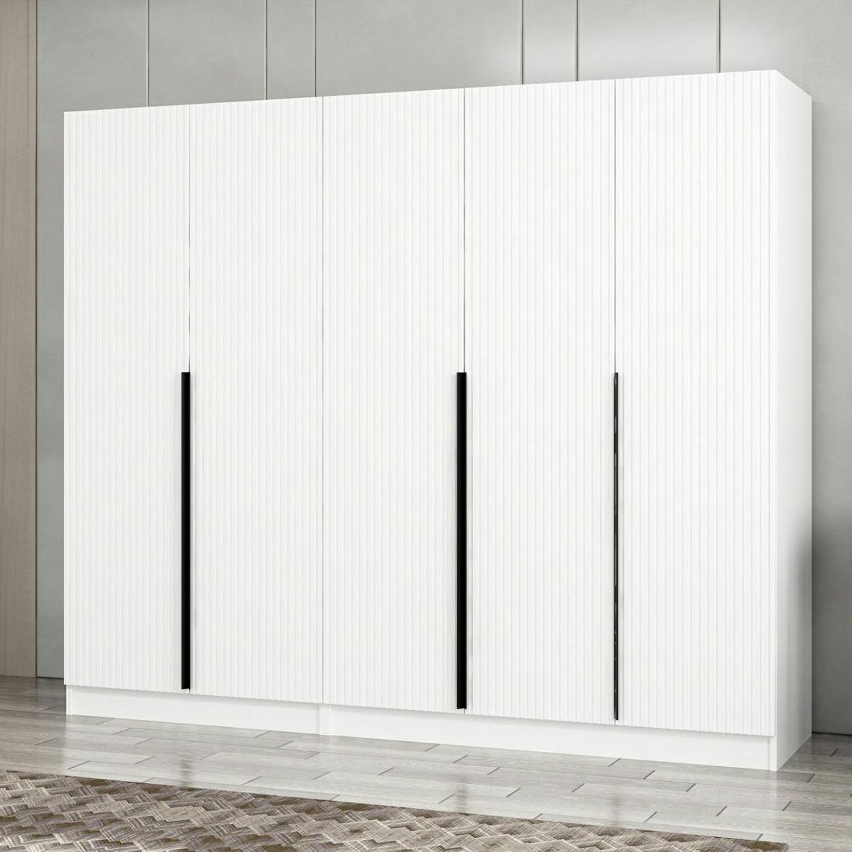 Armoire penderie à portes rainurées BYRON blanc, PIER IMPORT