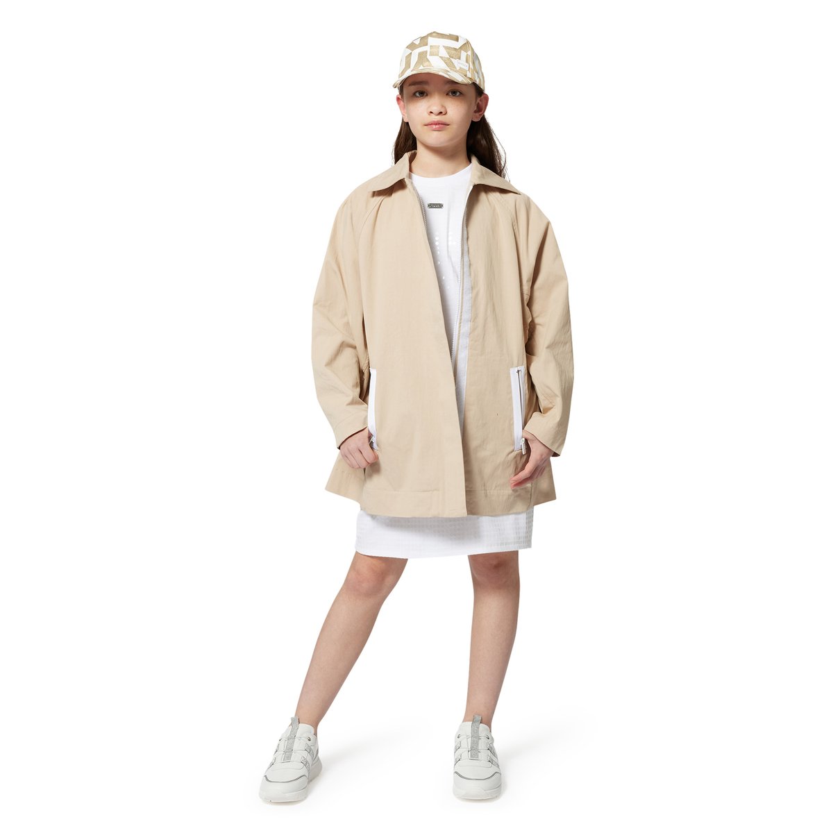 Robe en coton avec sequins blanc, DKNY