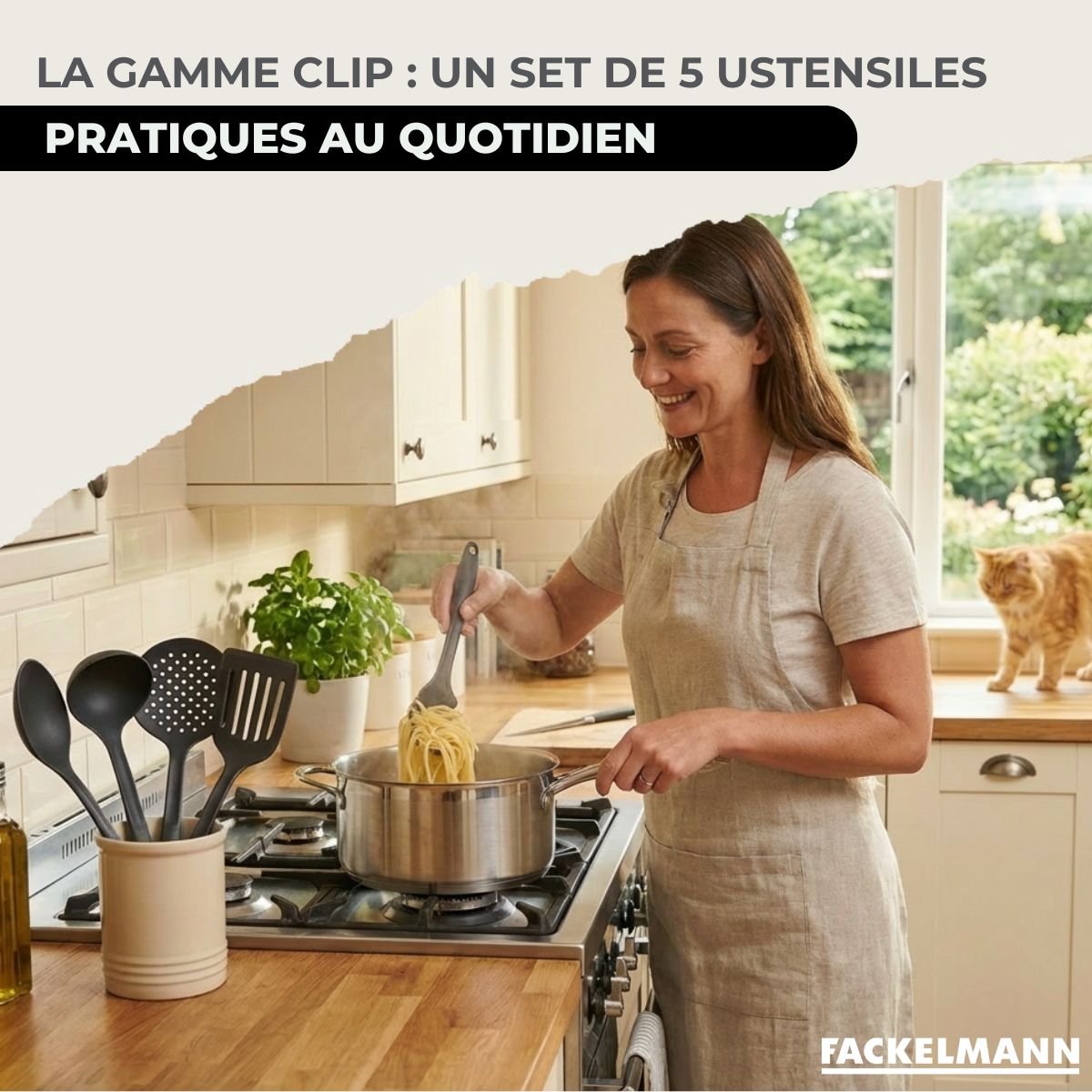 2 poêles 20/24cm + 3 faitouts 16/20/24cm ETHERNA BRILLANT CLIP inox, FACKELMANN