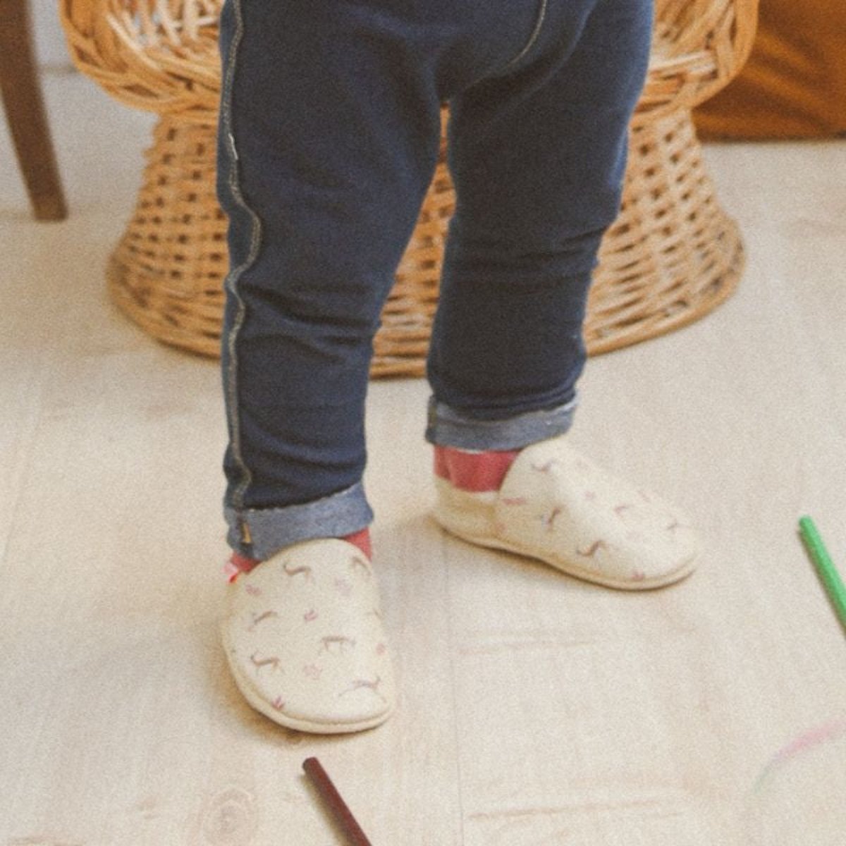 Chaussons bébé cuir souple Gaëlle les gazelles beige, TICHOUPS
