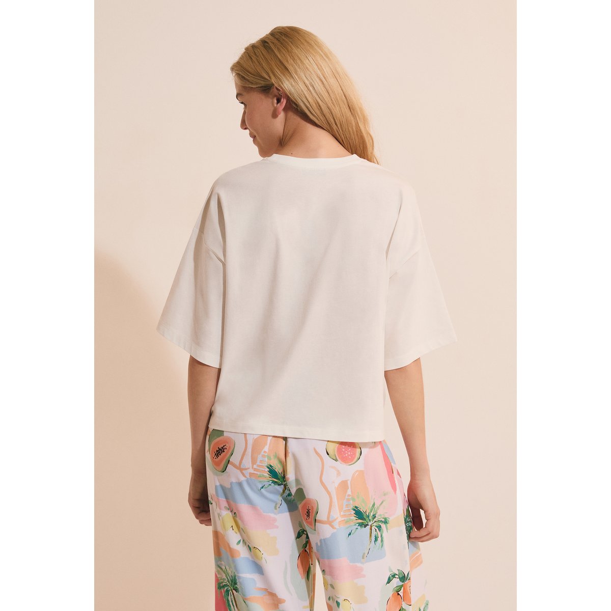 T-shirt de pyjama à imprimé en coton SPIRA ecru, ETAM