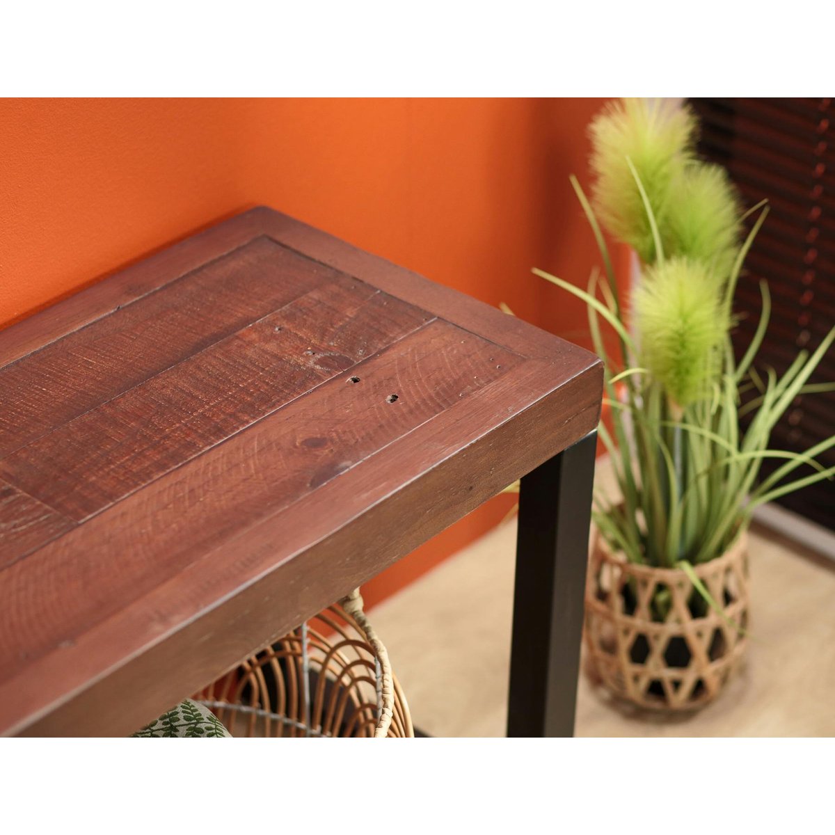 Banc bois brun recyclé pieds métal 140 cm SAMOA bois naturel, PIER IMPORT