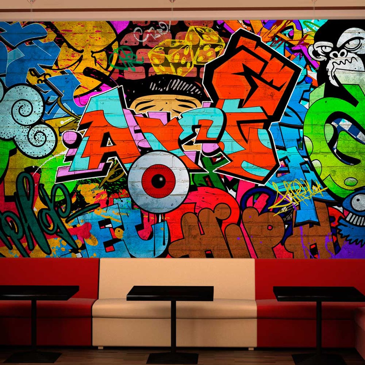 Papier peint intissé panoramique Street art Graffiti art multicouleur, EDEN