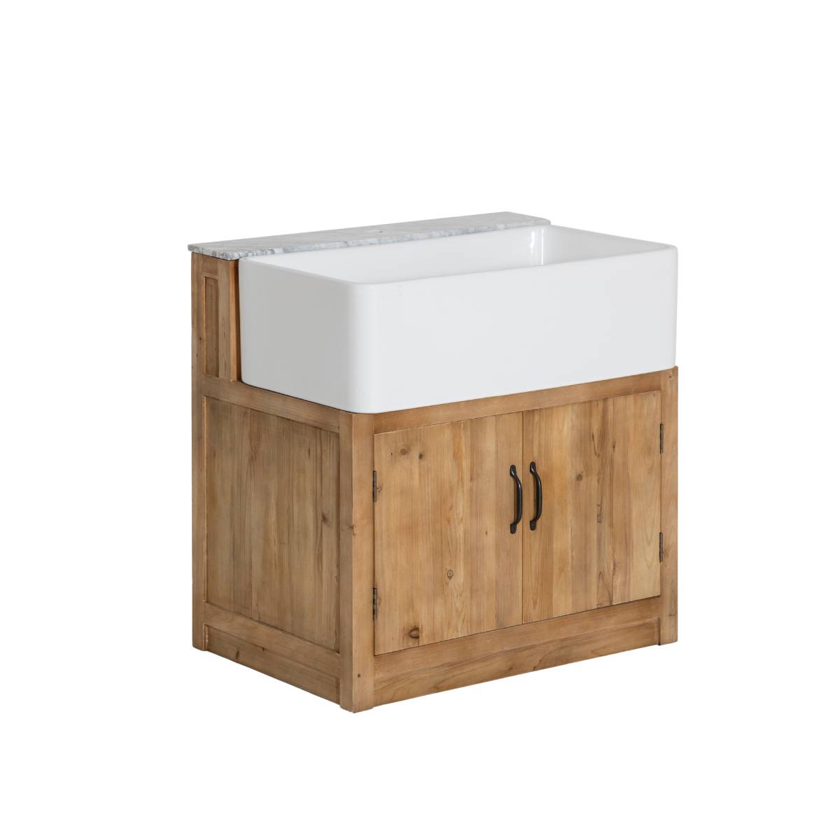 Meuble bas de cuisine en bois recyclé EPURE bois clair, MADE IN MEUBLES 