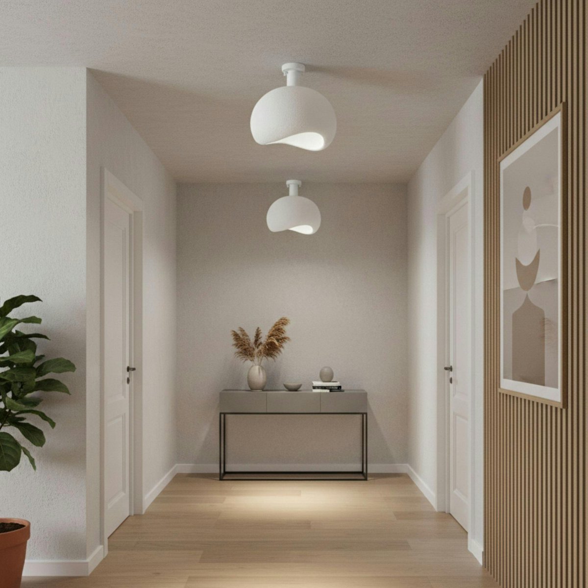 Plafonnier blanc design organique 34 cm NOXIS blanc, PIER IMPORT