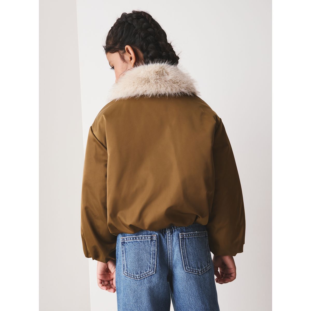 Blouson aviateur en satin vert olive, NEXT