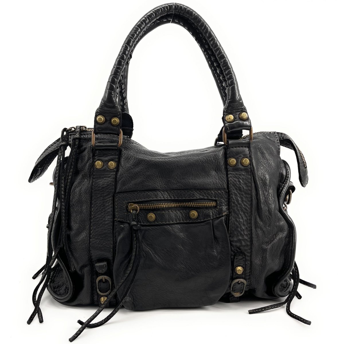Sac à main femme en cuir vintage STORM ROCK Noir back to black, OH MY BAG
