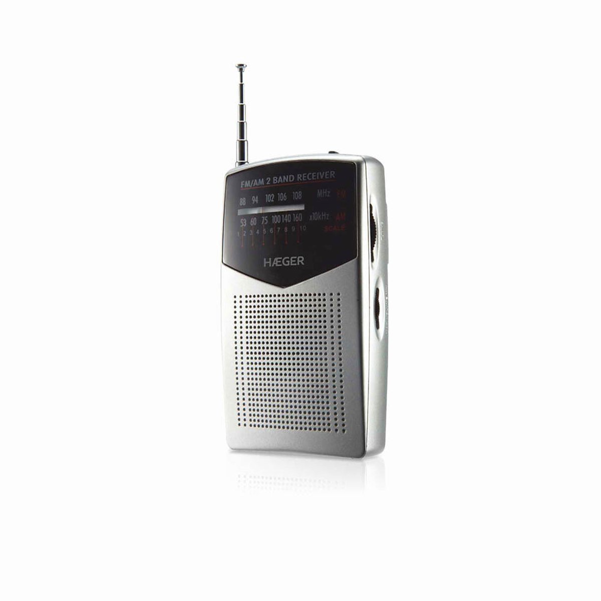 Rádio portátil Pocket AM/FM, HAEGER preto/cinzento, HAEGER