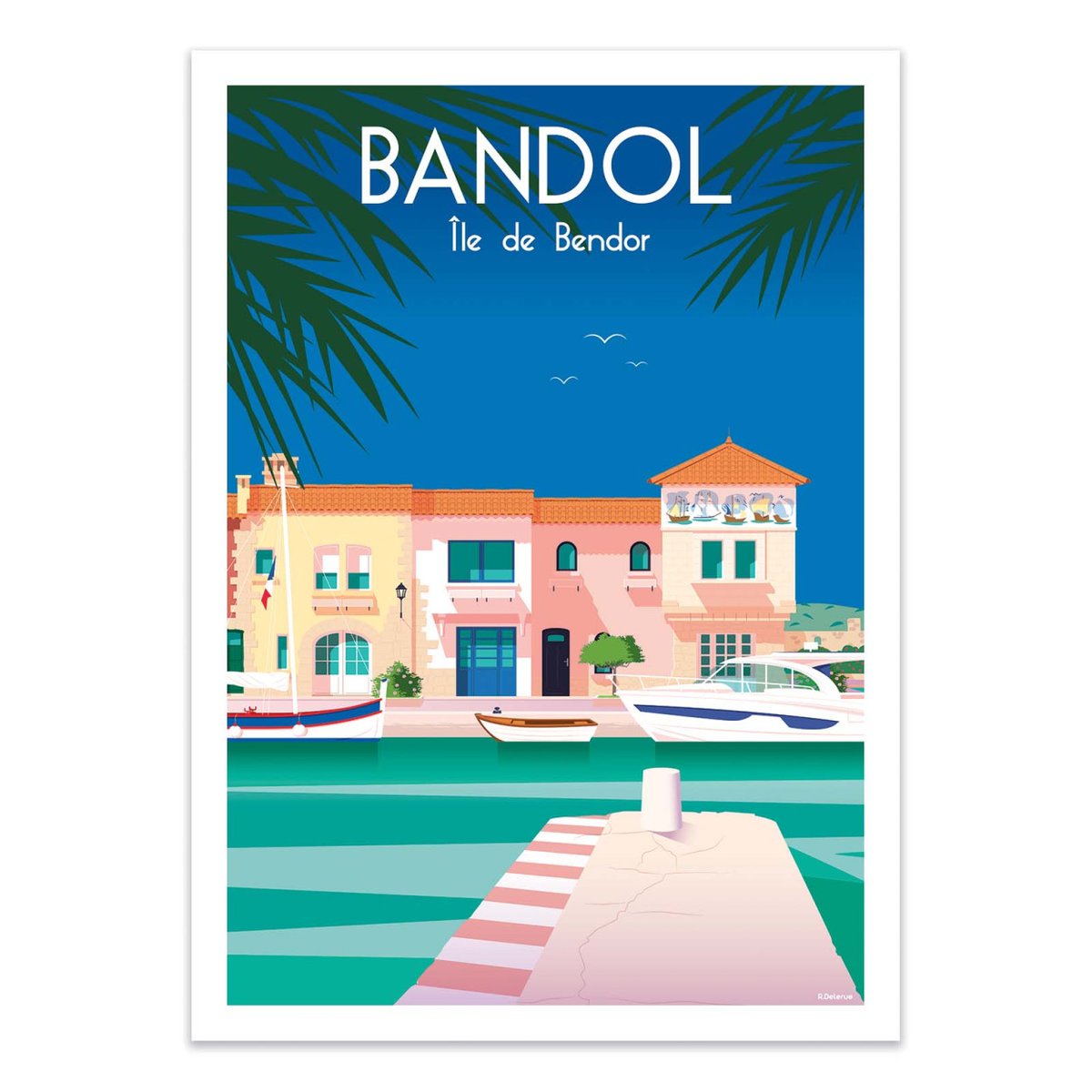 Affiche d'art - Bandol - Raphael Delerue bleu, WALL EDITIONS