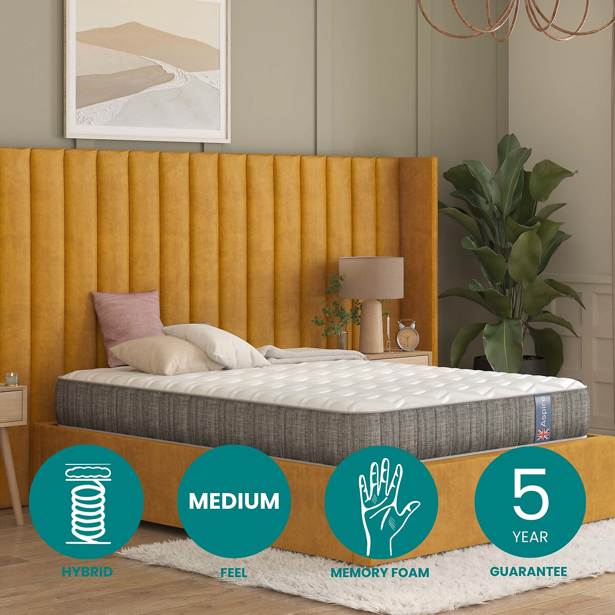 Memory Hybrid Mattress white, ASPIRE