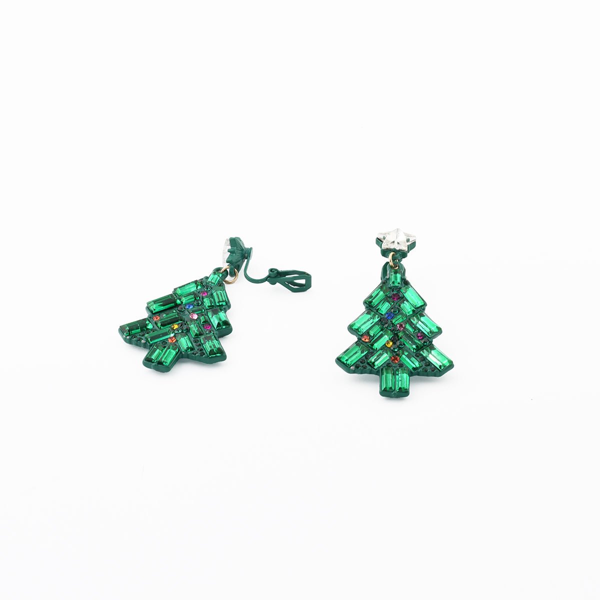 Boucles d'oreilles clips - sapins verts vert, BALABOOSTE