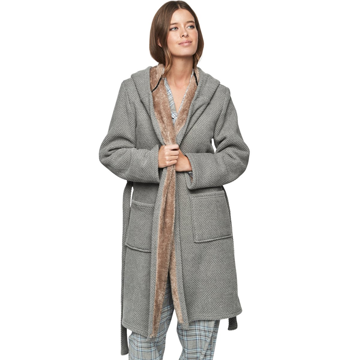 Robe de chambre à capuche unisexe PC1 STYLE ADD gris, SELMARK