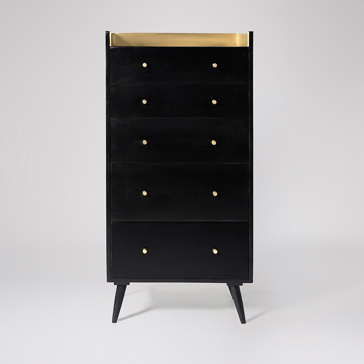 Fresco Mango Wood 5 Drawer Chest Of Drawers black, SWOON