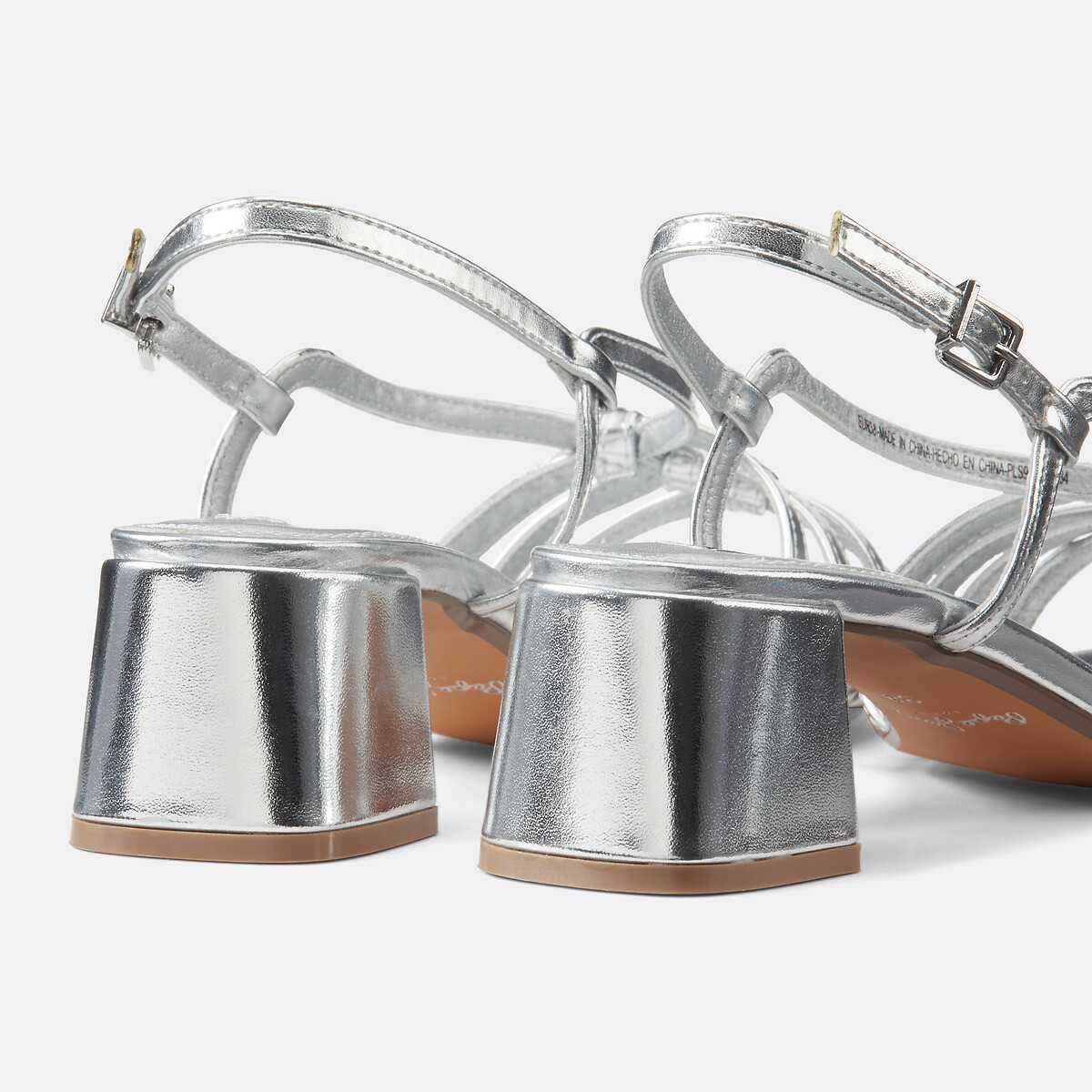 Zoe Metallic Heel Sandals silver-coloured, PEPE JEANS