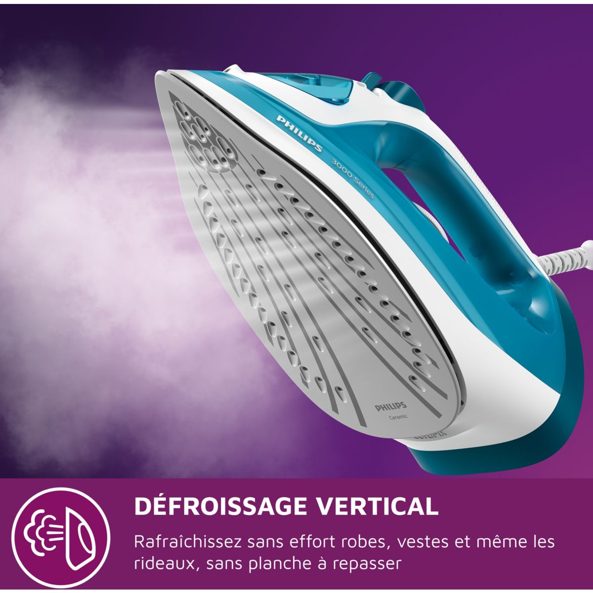 Fer à repasser DST3011/20 fer à vapeur Série 3000 Bleu/blanc, 2000W couleur unique, PHILIPS
