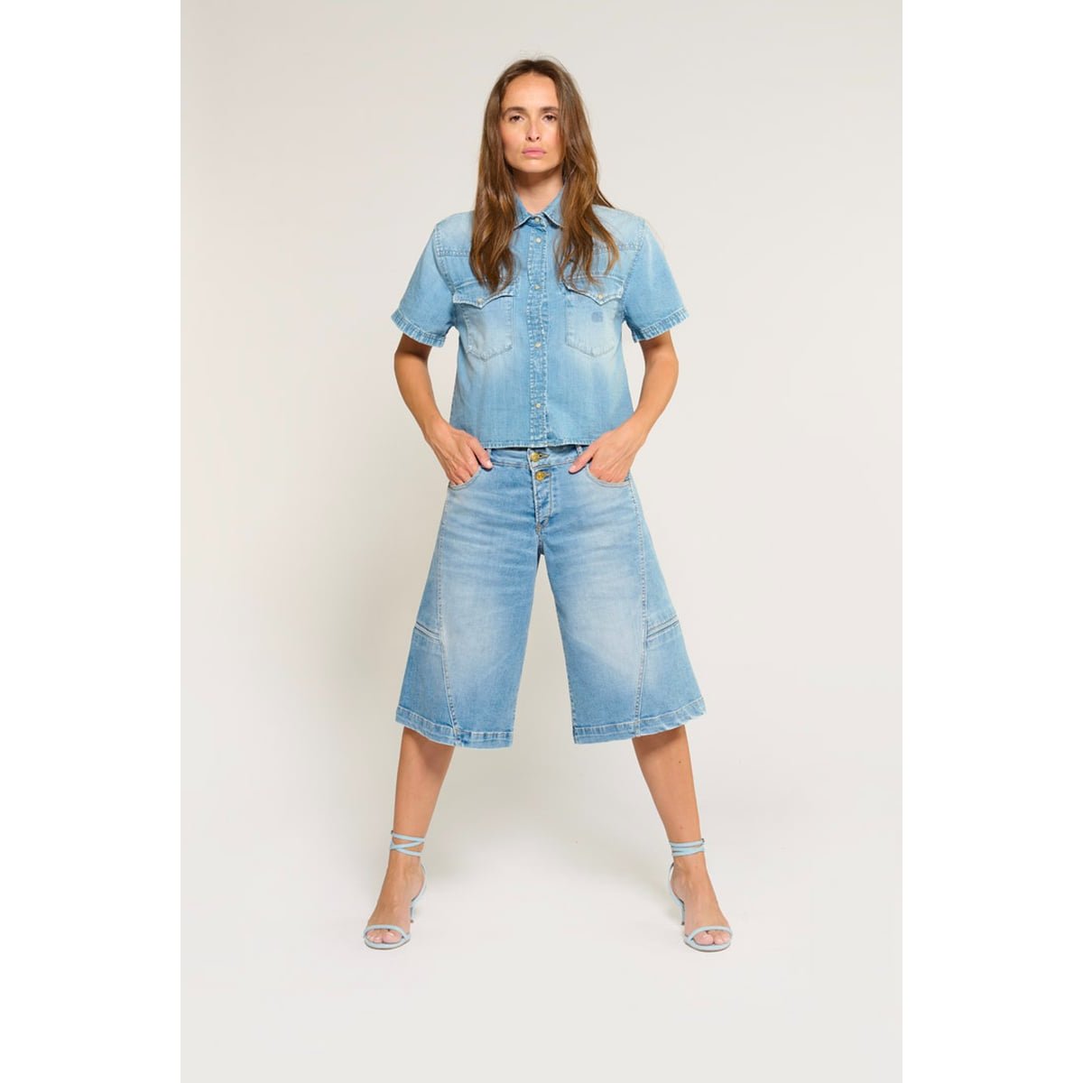 Bermuda pantacourt en jeans LOLO TWI blue, LE TEMPS DES CERISES