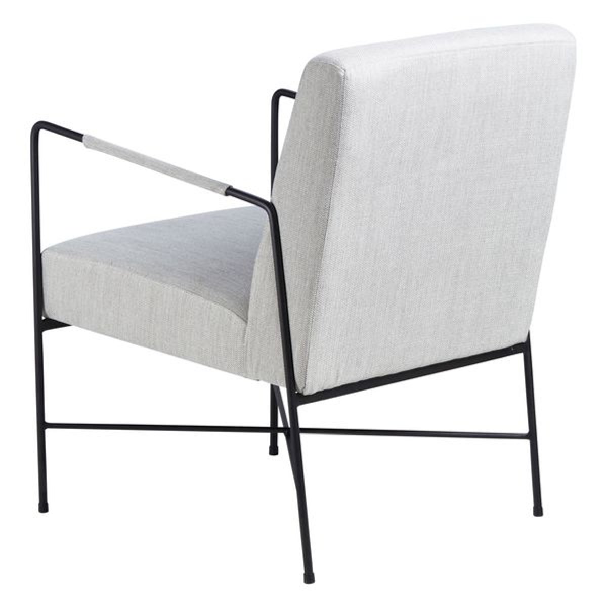 Fauteuil chevron gris pieds métal gris foncé, ZAGO