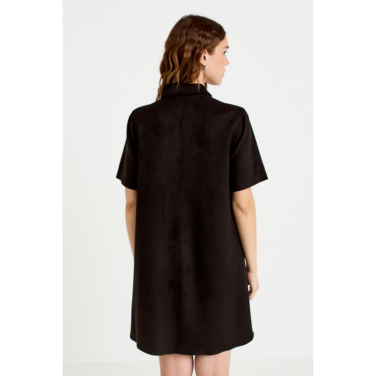 Robe droite 3/4 manches courtes daim noir, CACHE CACHE