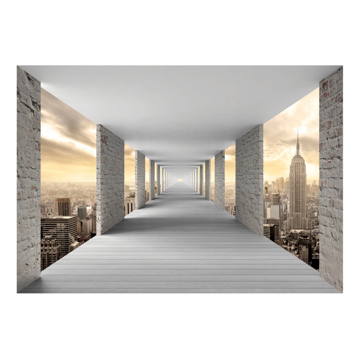 Papier peint intissé panoramique Ville et Architecture Skyward Corridor gris / argent, EDEN