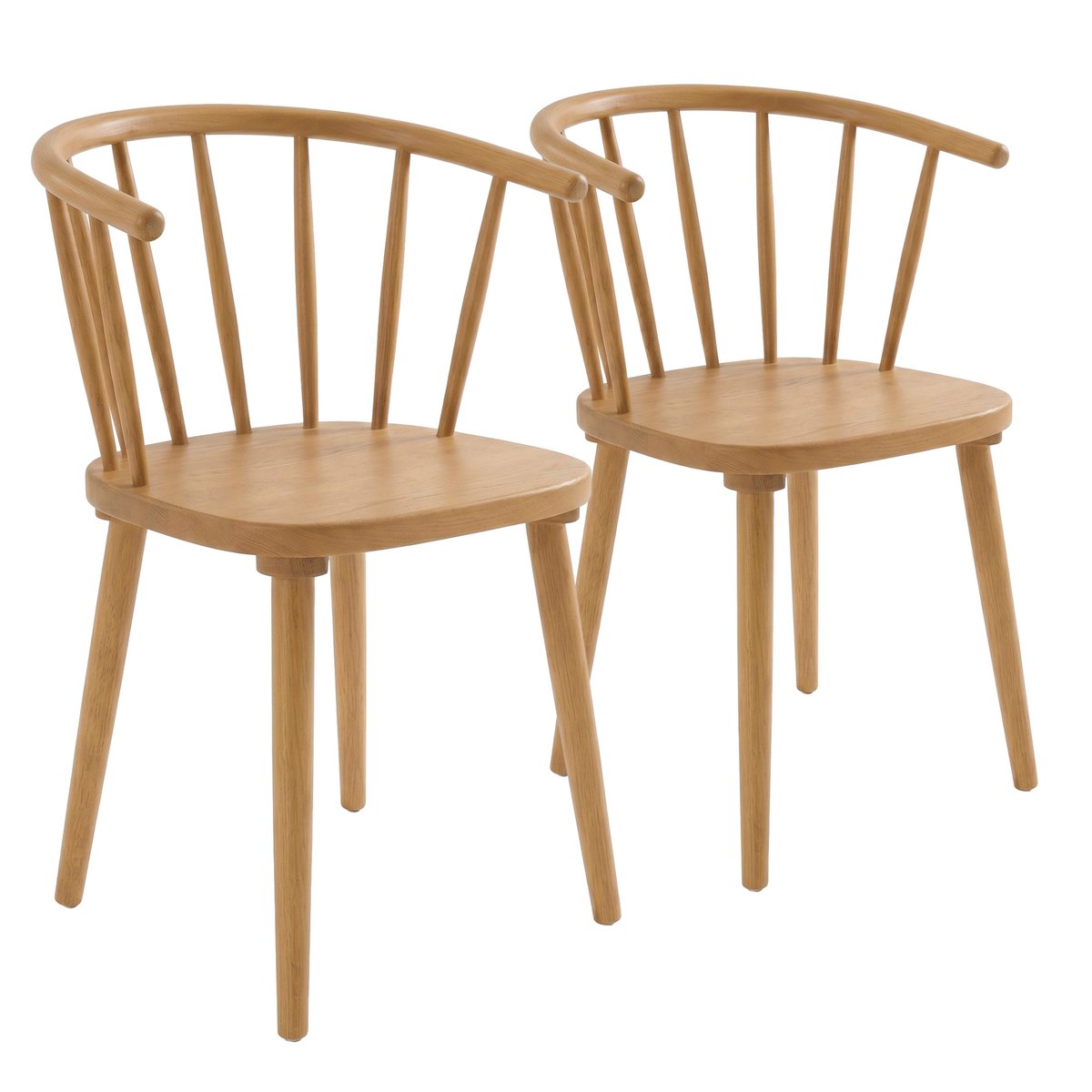 Lot de 2 chaises en bois d'orme, ALBAN beige, OVIALA
