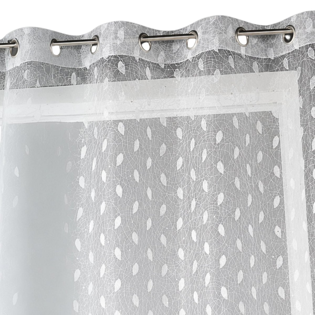 Voilage organza brodé à imprimés fantaisies blanc, HOME MAISON