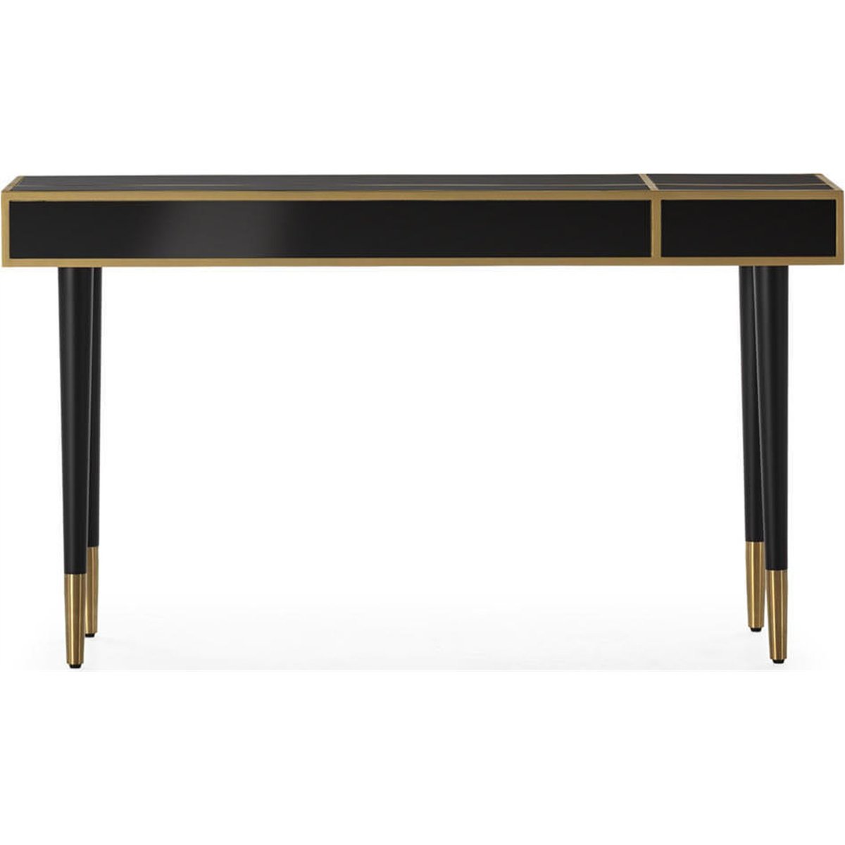 Console esprit glamour avec miroir noir et doré, RECOLLECTION