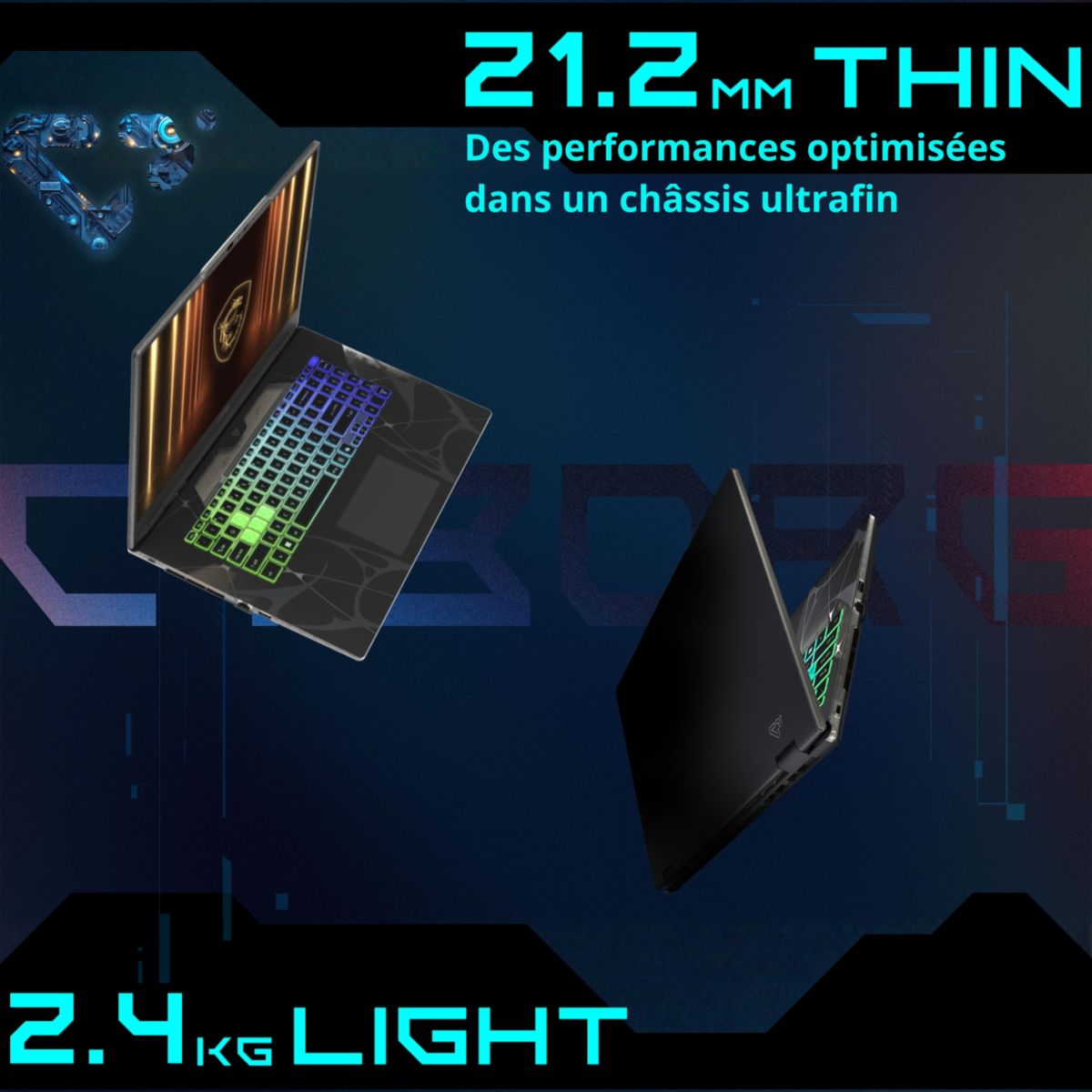 PC Gamer Cyborg 17,3" FHD 144Hz Intel Core i7 13620H Nvidia GeForce RTX 5050 16 Go RAM DDR5 SSD 1 To couleur unique, MSI