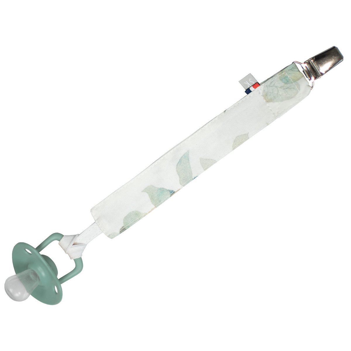 Attache tétine personnalisable en coton EUCALYPTUS eucalyptus, vert, gris, SEVIRA KIDS