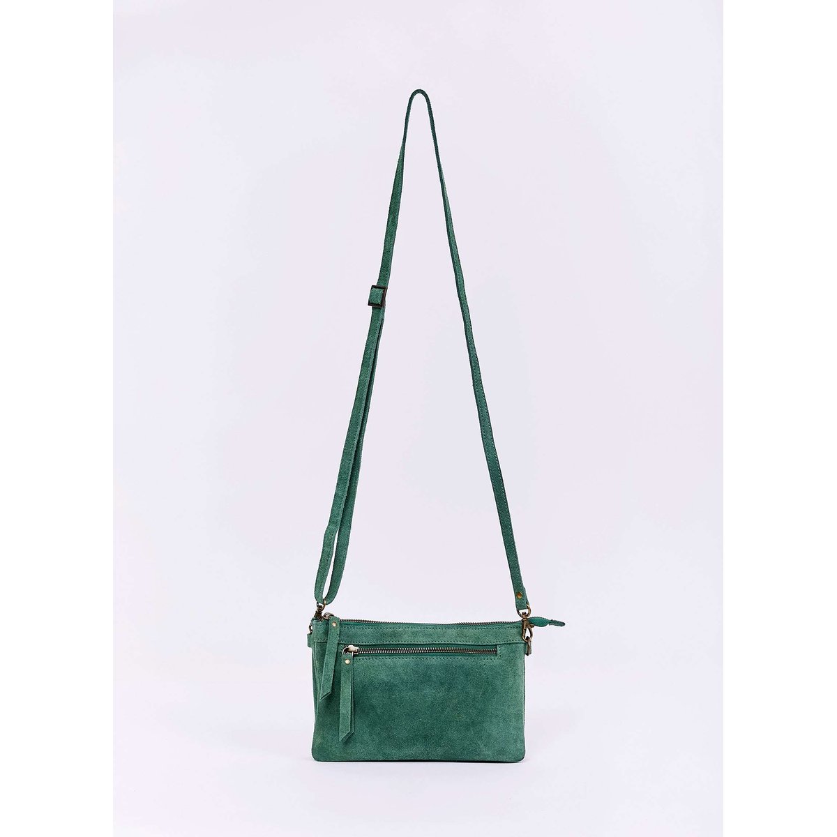 Sac bandoulière en cuir avec double pochette AGAVE vert agave, LA FIANCÉE