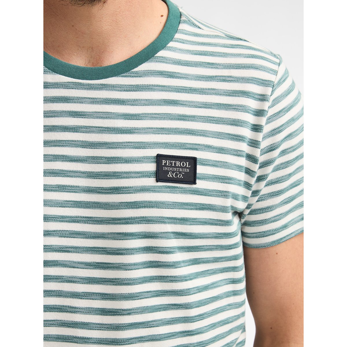 T-shirt à rayures ceniza vert oil green, PETROL INDUSTRIES