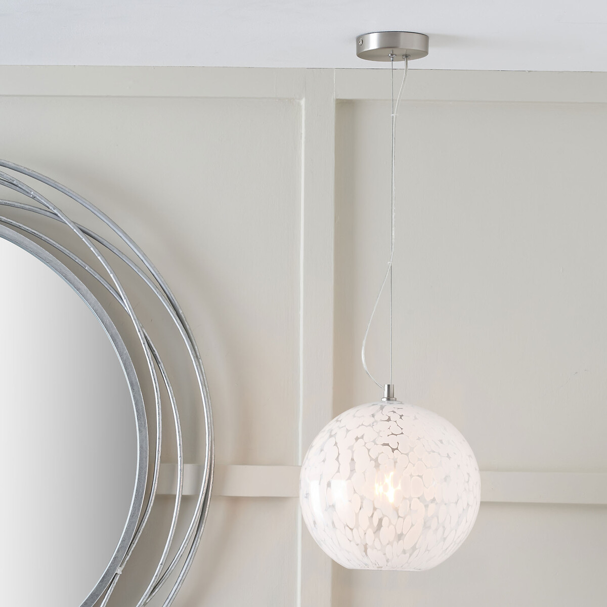 Angelia Speckled Glass Sphere Drop Pendant Light white, SO'HOME