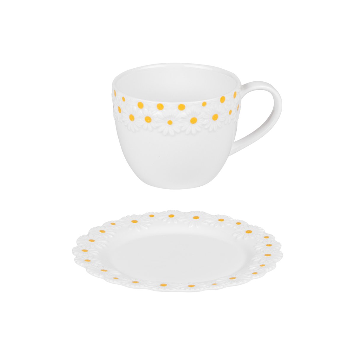 Coffret de 4 tasses à thé avec sous tasses Marguerite 30 cl - MARGUERITE blanc, TABLE PASSION