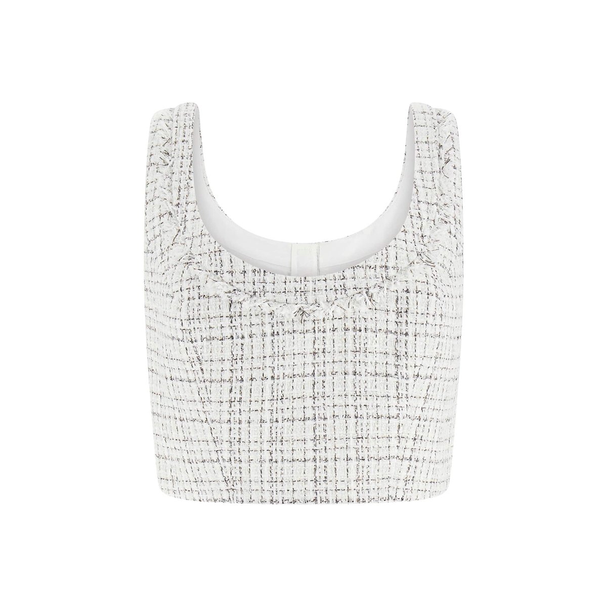 Crop Top Sans Manches Tweed blanc multi, GUESS