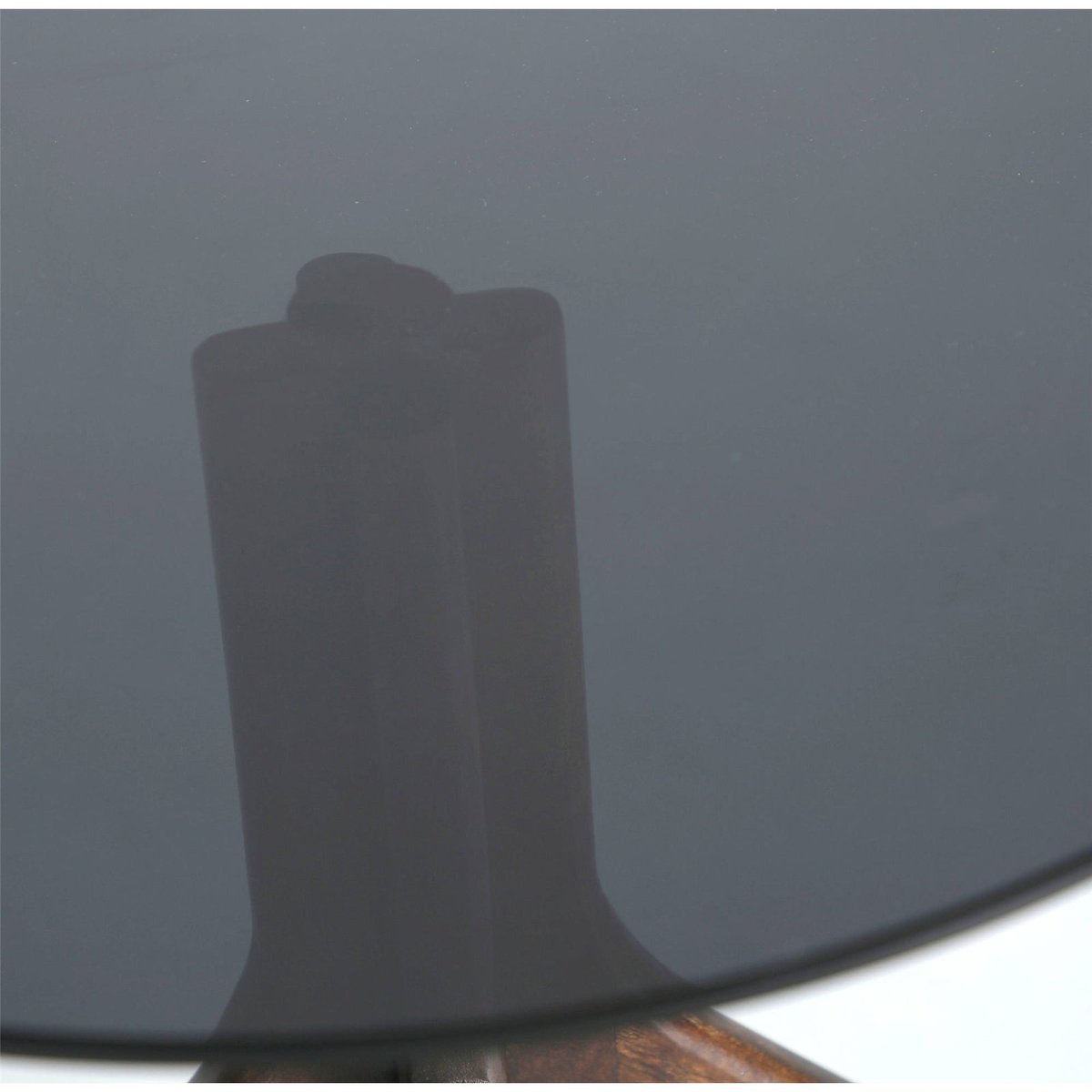Table d'appoint ronde en manguier et verre noir et brun verre fumé, RECOLLECTION