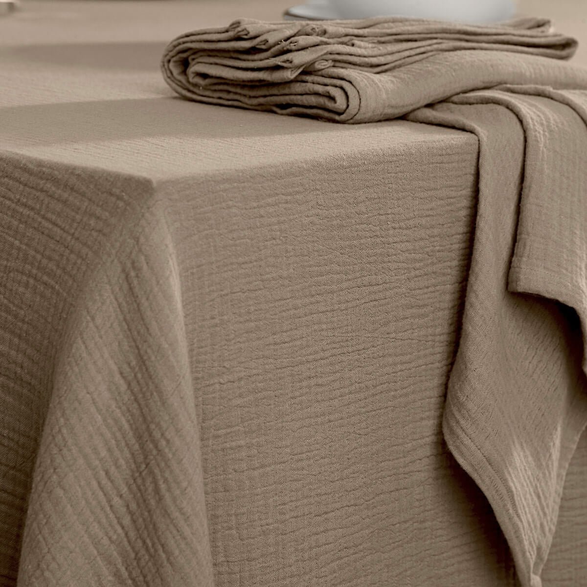 Lot de 4 serviettes de table gaze de coton ALMA Made in Europe latte, FEBRONIE