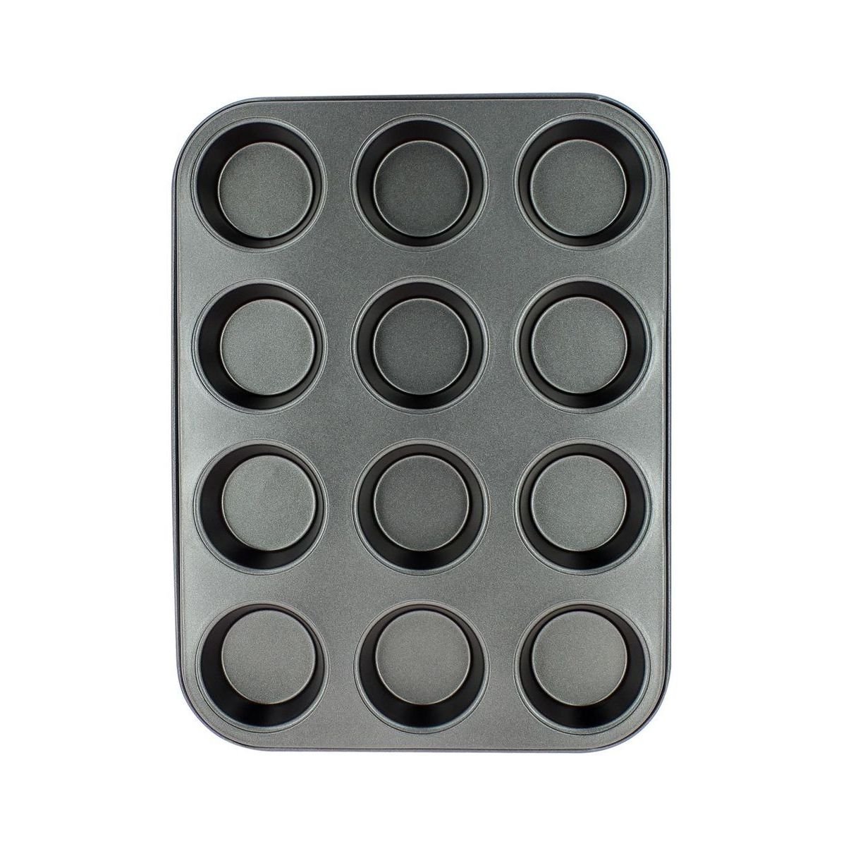 Plaque à 12 muffins en acier carbone, AMANDINE noir, MENASTYL