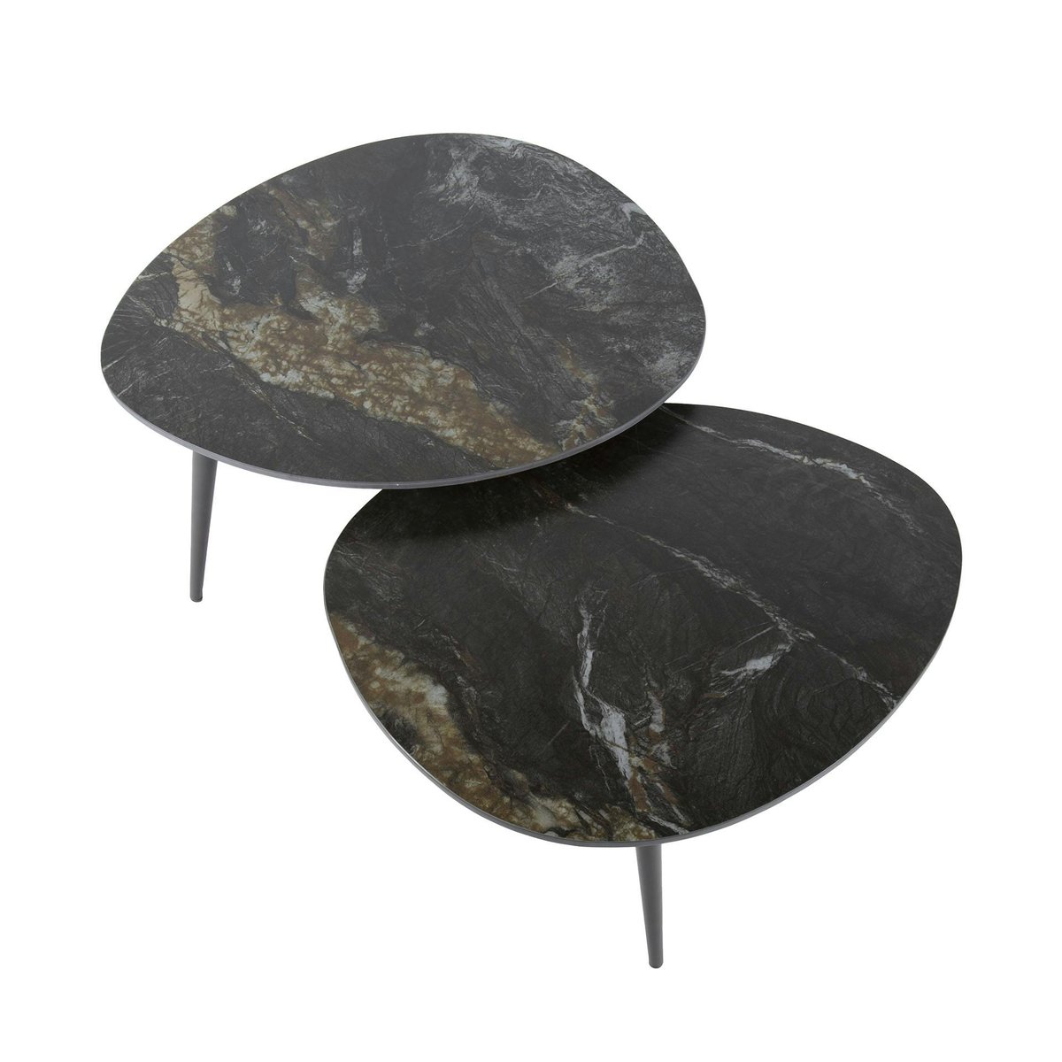Table basse en céramique forme organique (lot de 2) GALWAY noir, PIER IMPORT