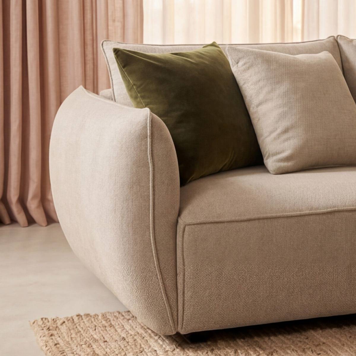 Canapé angle en tissu beige, MADE IN MEUBLES