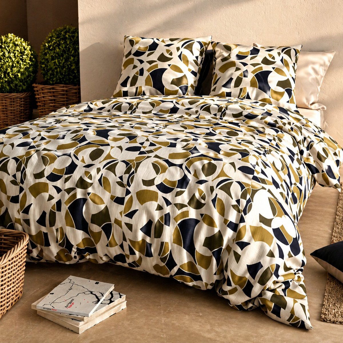 Paure coton imprimée couette et 2 taies, KLEE multicolore, ATELIER DU COTON