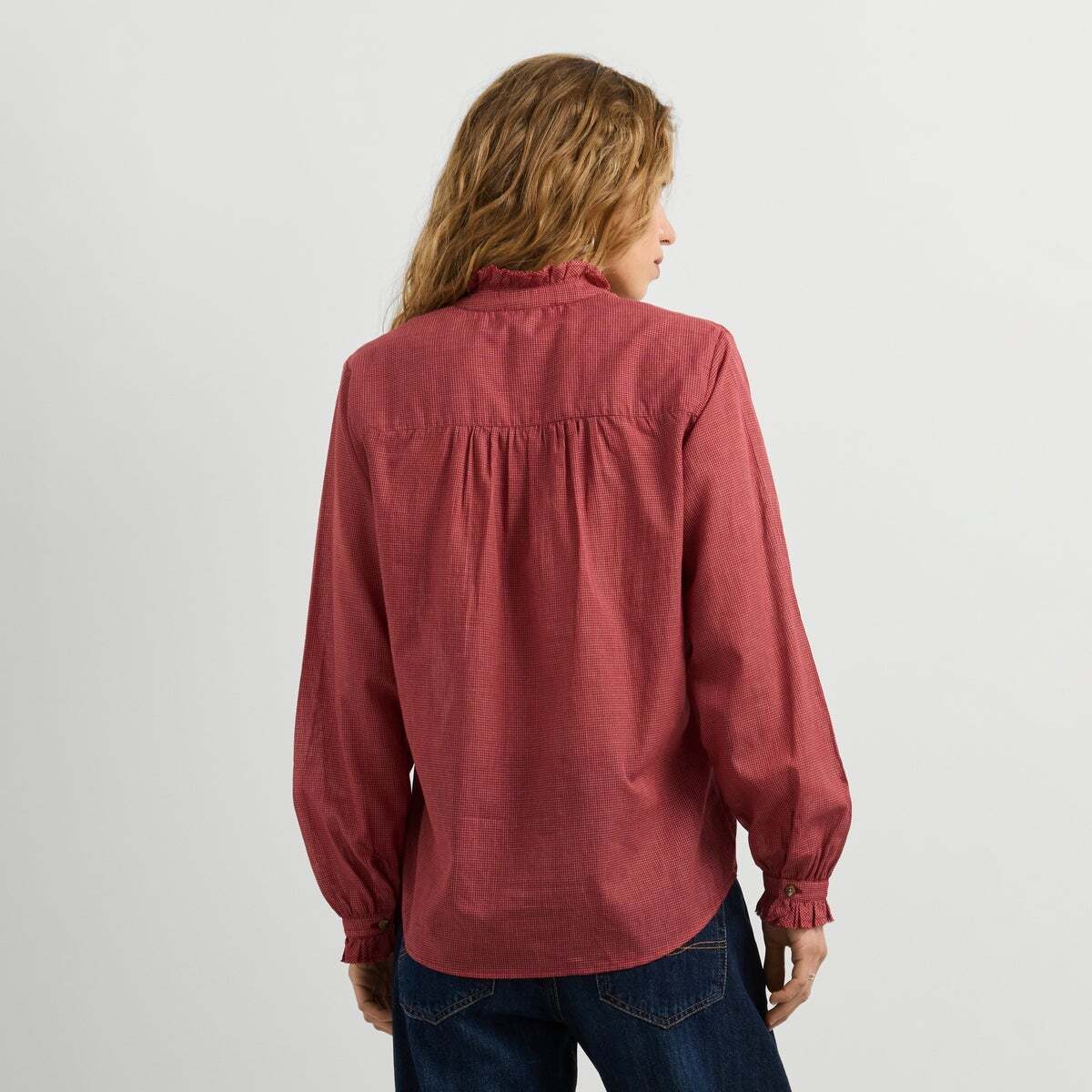 Blouse À Carreaux À Col Mao rouge baie, PEPE JEANS
