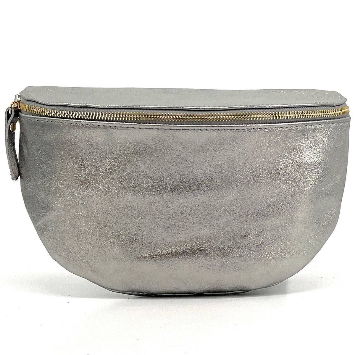 Sac banane en cuir irisé italien LOUNA argent moyen, OH MY BAG