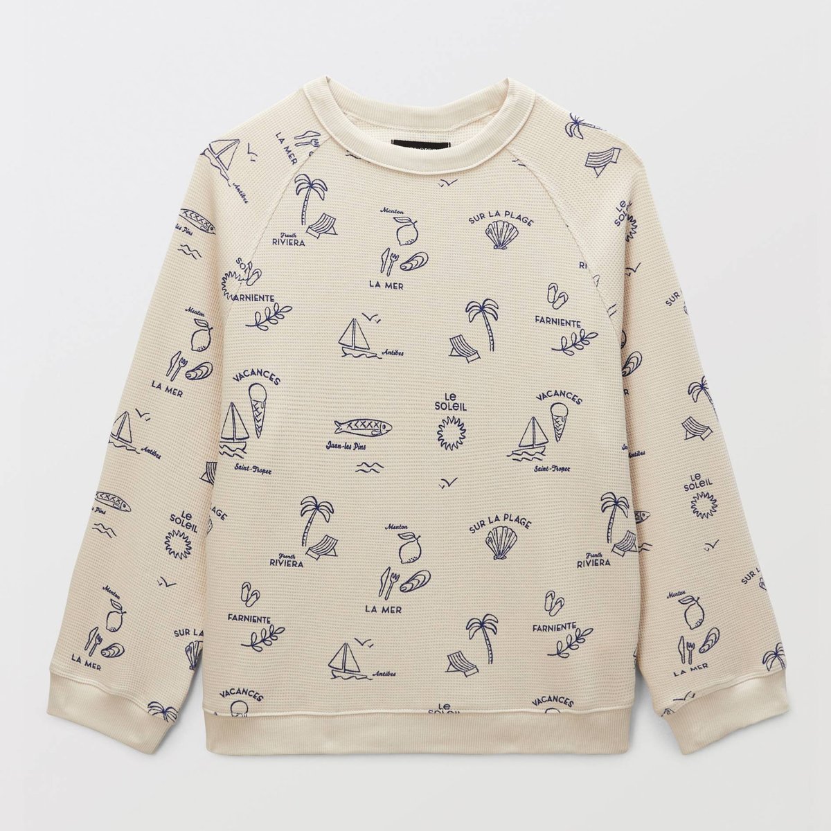 Sweat col rond imprimé en coton BIO GOTS bones, MONOPRIX