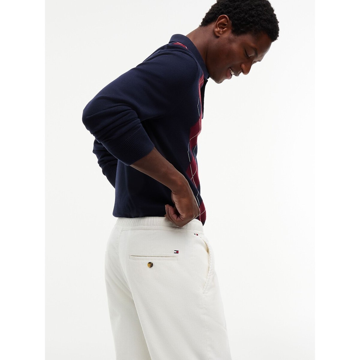 Pantalon chino, en velours côtelé ivoire, TOMMY HILFIGER