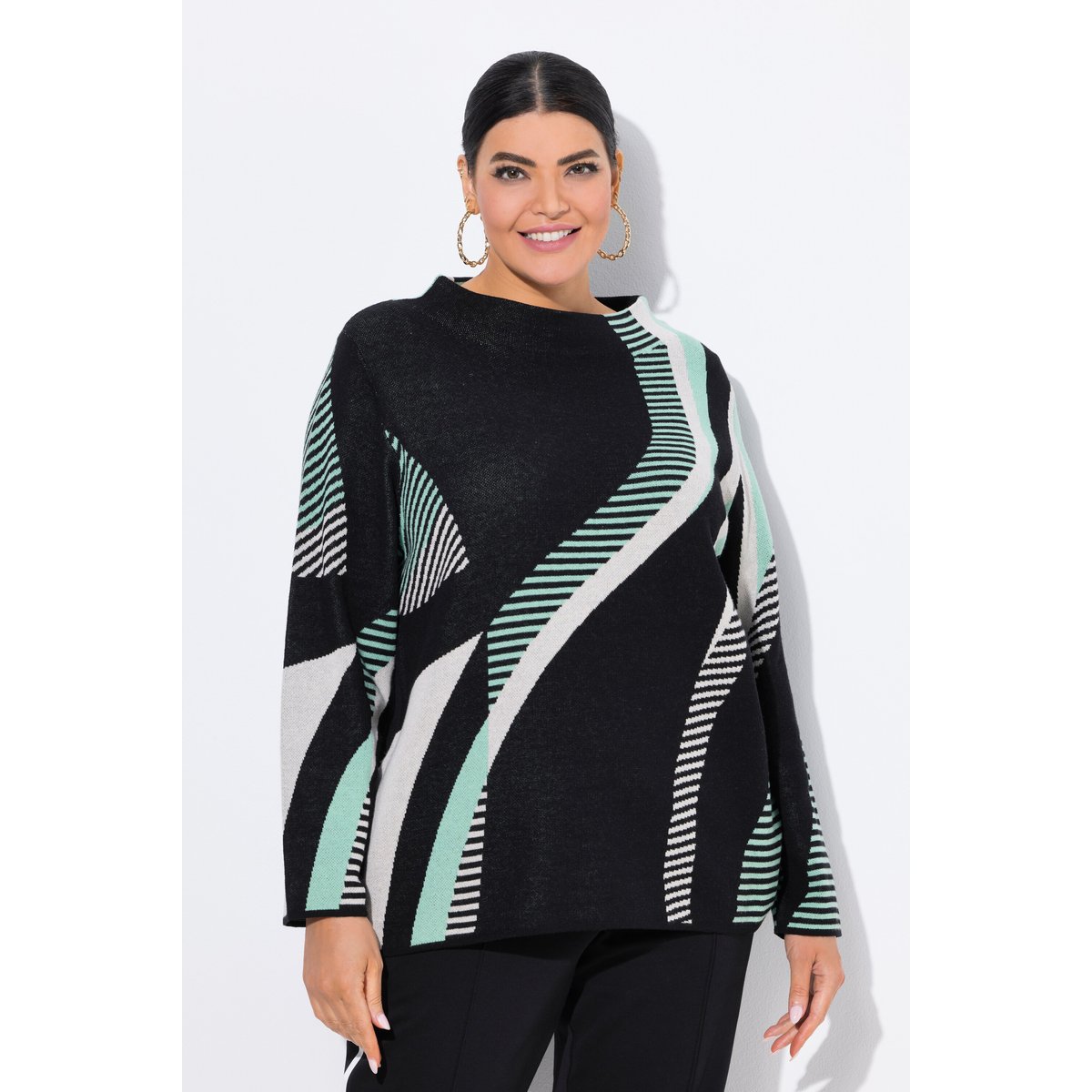 Pull maille Jacquard noir, ULLA POPKEN