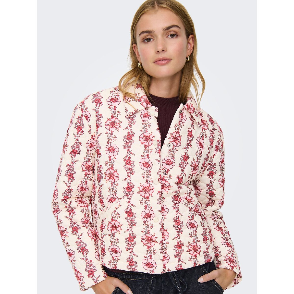 Gewatteerd jasje met bloemmotief bloemenprint, ONLY