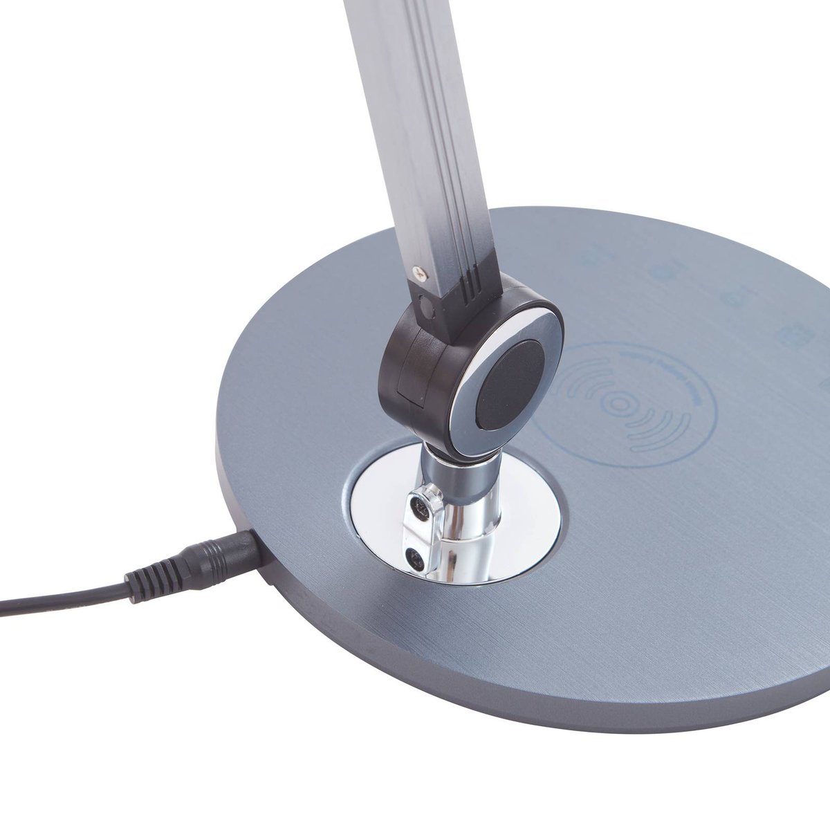 Lampe à poser moderneLED, Nyxaris gris métallique brossé, LINDBY
